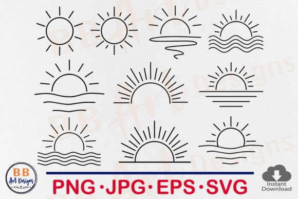Download Sun SVG Bundle, Sunrise Clipart Vector - Sun Collection