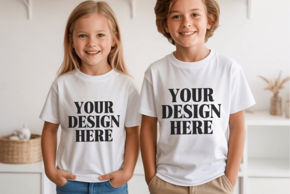 Download Bella Canvas 3001Y Sibling Kids Mockup 2 - Mockup Collection