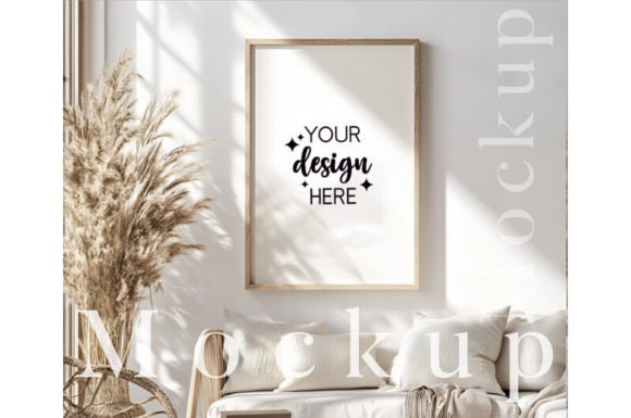 Download A4 Wood Frame Mockup for Wall Art - Mockup Collection