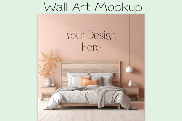 Download Peach Bedroom Wall Art Mockup - Mockup Collection