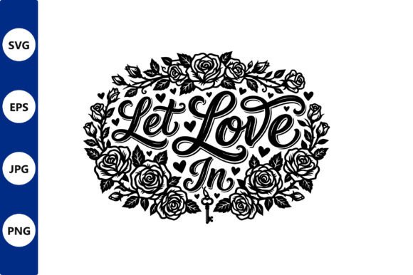 Download Let Love in Floral Rose Wreath Design - Design Collection