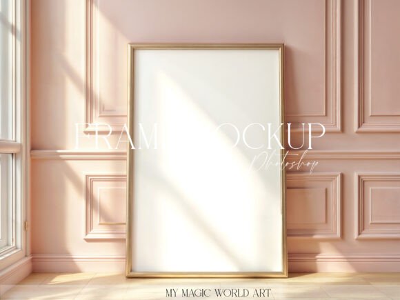 Download Interior Mockup Large Frame at Pink Wall - Interior mockup Collection
