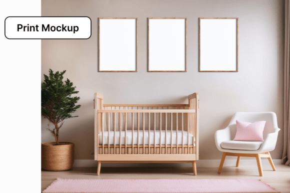 Download Modern 3 Print Mockup Set Nursery Room - Mockup Collection