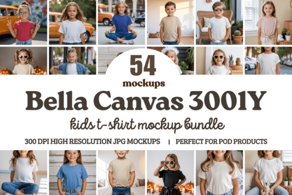 Download Bella Canvas 3001Y Kids Mockup Bundle - Mockup Collection
