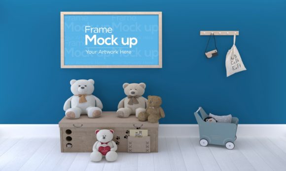 Download Kids Photo Frame Mockup with Teddy Bear - Mockup Collection