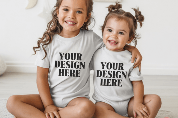 Download Bella Canvas 3001Y Sibling Kids Mockup - Mockup Collection