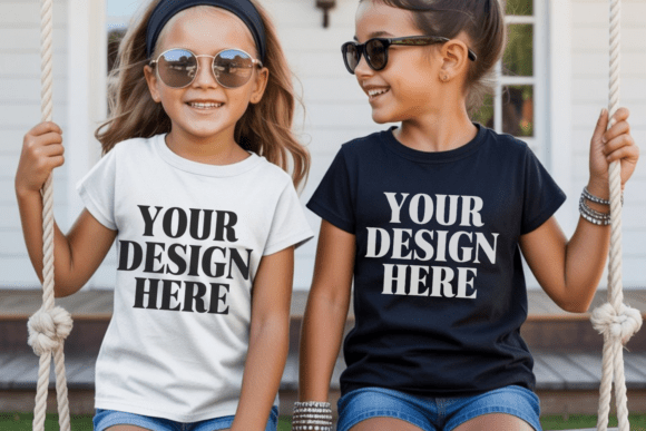 Download Bella Canvas 3001Y Sibling Kids Mockup 4 - Mockup Collection