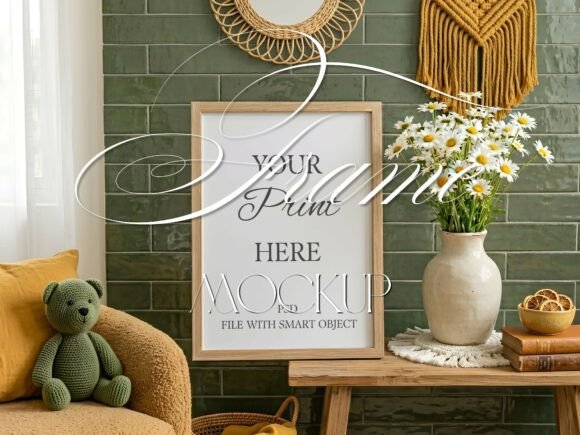 Download Boho Green Kids Room Frame Mockup - Mockup Collection