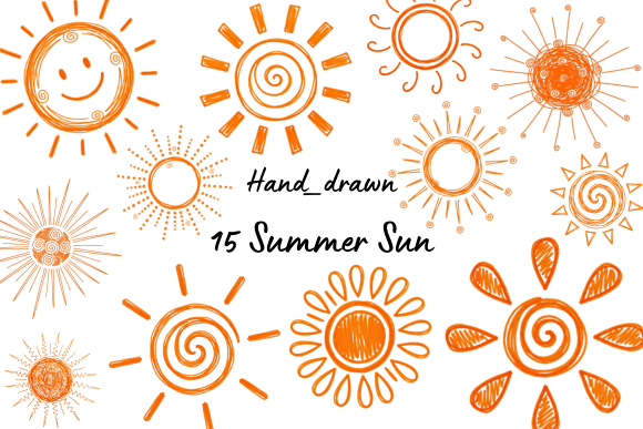 Download 15 Hand-Drawn Summer Sun Illustrations - Sun Collection