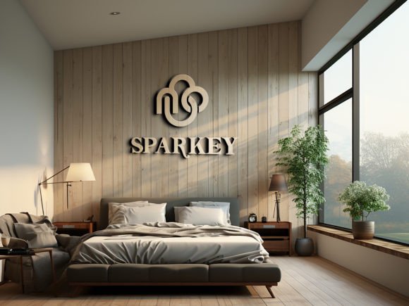 Download 3d Logo Mockup Template on Bedroom Wall - Mockup Collection