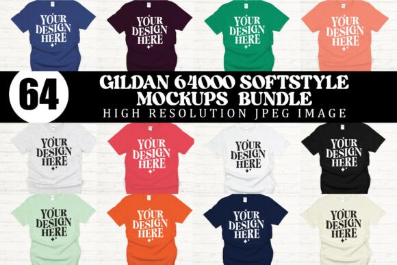 Download Gildan 64000 Softstyle Mockup Bundle - Mockup Collection