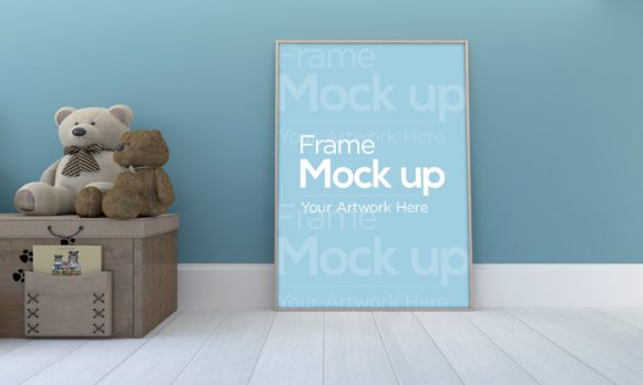 Download Kids Photo Frame Mockup with Teddy Bear - Mockup Collection