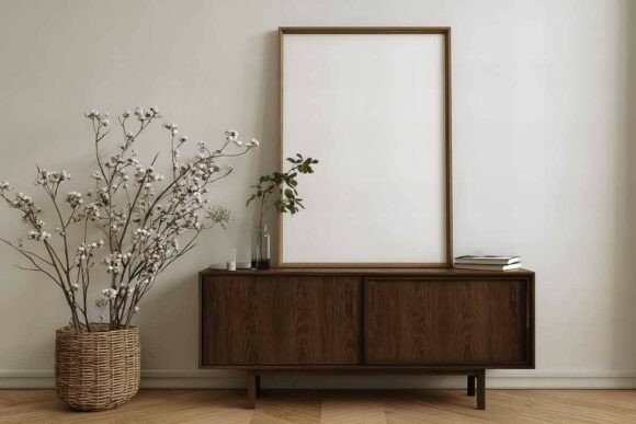 Download Blank Poster Frame Mockup in Interior - Mockup Collection