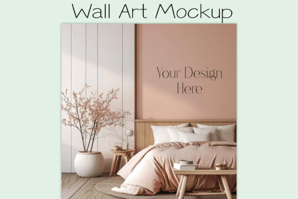 Download Peach Bedroom Wall Art Mockup - Mockup Collection