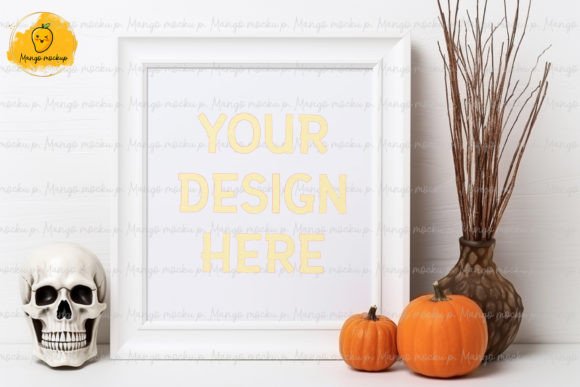 Download Skull Mockup in Interior and Pumpkin - Mockup Collection