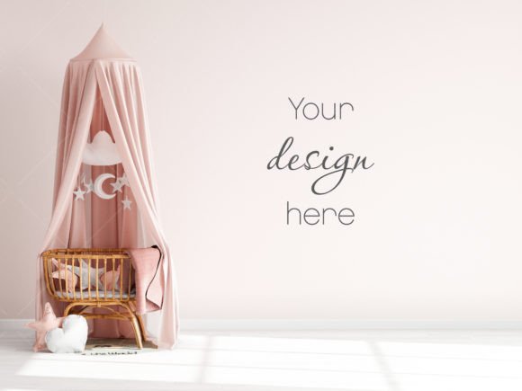 Download Nursery Wall Mockup Pink - Mockup Collection