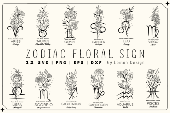 Download Zodiac Sign Floral SVG Design Bundle - Premium Resources