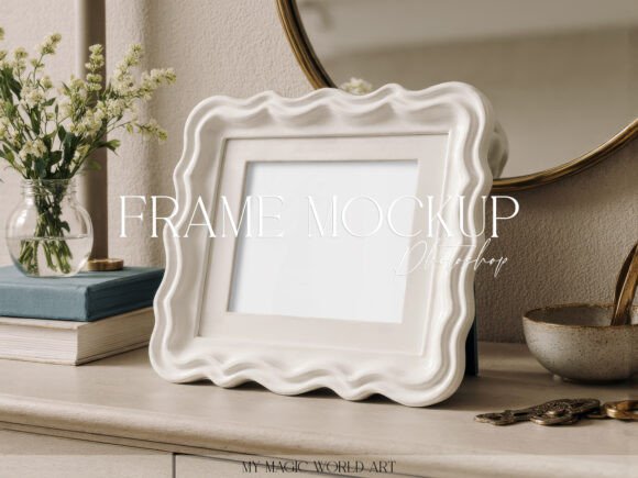 Download White Wavy Photo Frame Mockup - Mockup Collection