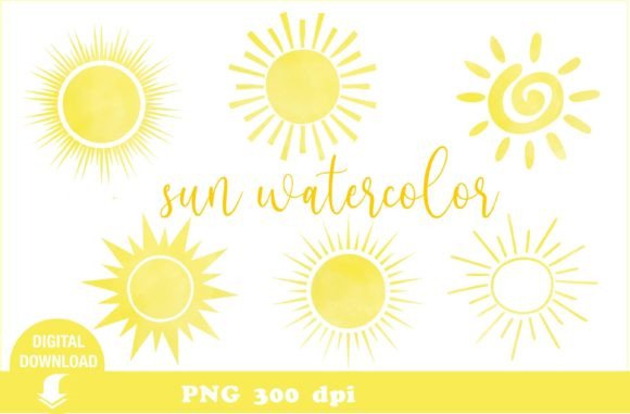 Download Sun Clipart. Watercolor. Weather. Nature - Sun Collection
