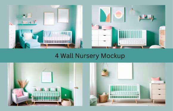 Download 4 Wall Art Frames Nursery Mockup - Mockup Collection