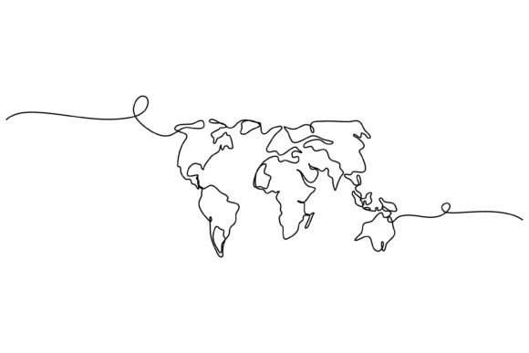 Download Continuous One Line Design of World Map - Design Collection
