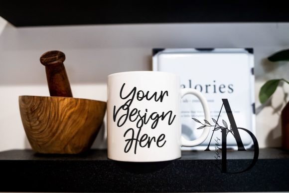 Download White Mug Shelf Pestle Kitchen Mockup - Mockup Collection