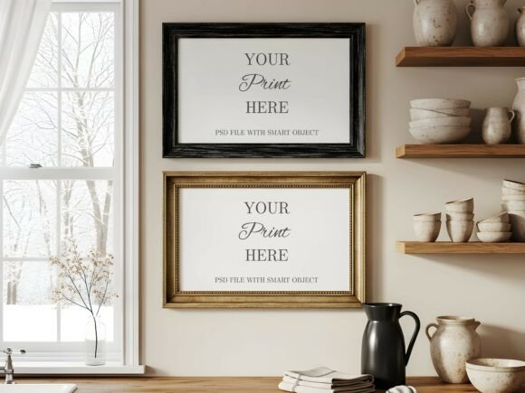 Download 2 Kitchen Landscape Frame Mockups - Mockup Collection