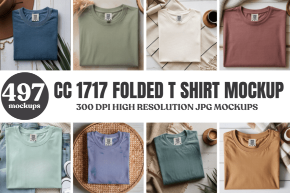 Download Comfort Colors 1717 Folded Mockup Bundle - Mockup Collection