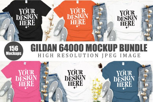 Download Gildan 64000 Tshirt Mockup Bundle - Mockup Collection