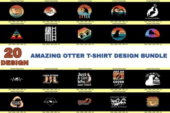 Download Amazing Otter T-Shirt Design Bundle - Design Collection