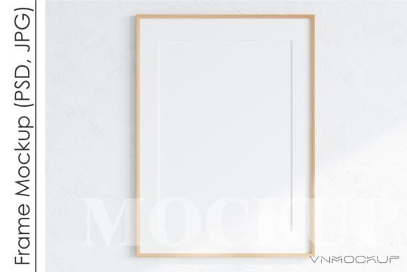 Download Minimalist Frame Mockup, Vertical Wooden - Mockup Collection