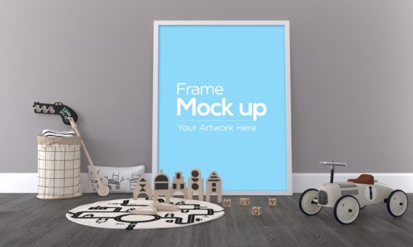 Download Kids Photo Frame Mockup Laying on Floor - Mockup Collection