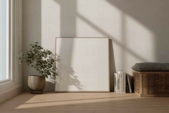 Download Blank Poster Canvas Mockup in Interior - Mockup Collection