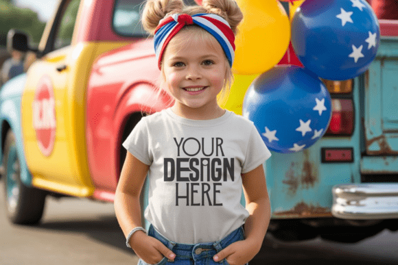 Download 4th July White Tshirt Kids Mockup - Mockup Collection