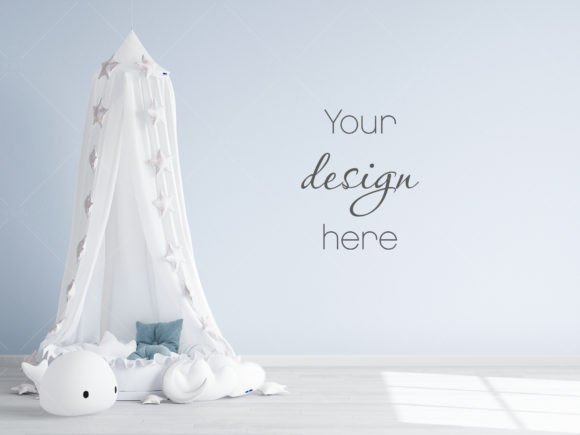 Download Nursery Wall Mockup Blue, JPG - Mockup Collection